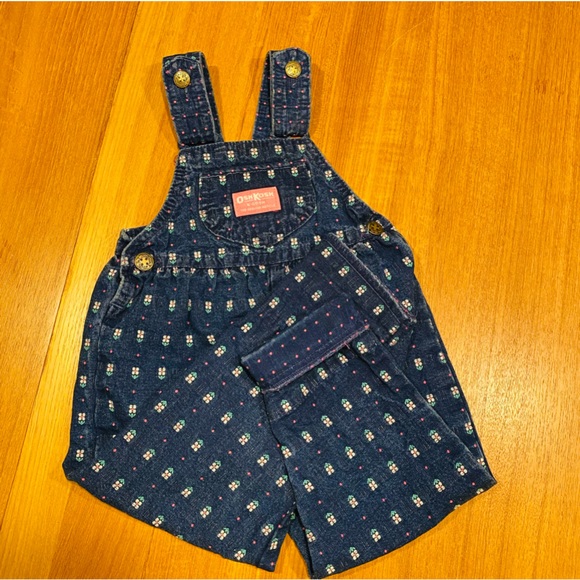 Vintage Osh Kosh B’Gosh Girl’s Embroidered Floral Denim Overall 2T - Union Tag - Picture 6 of 15